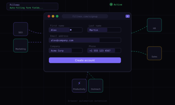 Browser automation extension automatically filling web forms
